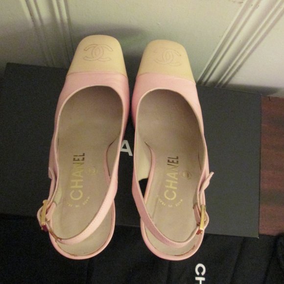 Chanel 60s 70s Two-Tone Slingbacks 6.5 N Pink - Picture 11 of 16